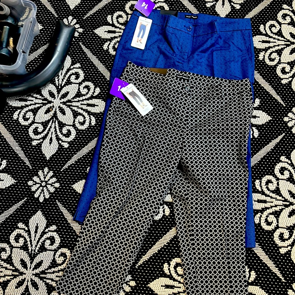 2 Print Trousers - band new, Size 14